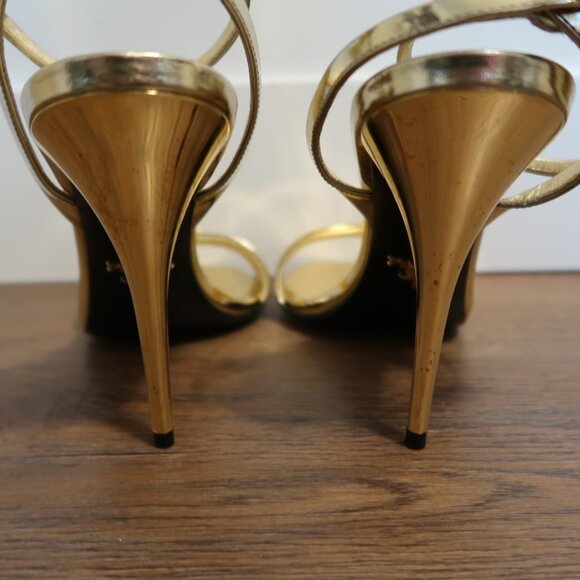 PRADA SHOES - Metallic Gold Leather Heels Sandals (38.5) - Worn Once - Picture 5 of 5